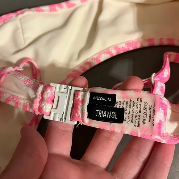 BUY OR TRADE! Triangl Pink and White Leopard Swimwear Top only - Picture 6 of 8